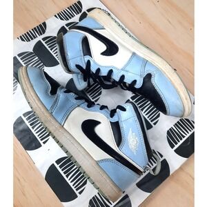 Nike Air Jordan 1 Mid University Blue Black White Kids 2Y 640737-401